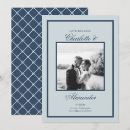 Staubblaue Hochzeit Klassische Schrift Save-the-Da Einladung