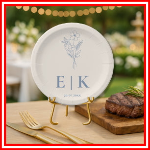 Staubblaue Hochzeit   Wildblume Pappteller