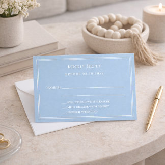 Staubblaue Hochzeitsantwort RSVP Mitteilungskarte
