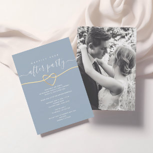 Staubblaue Hochzeitsempfangs-Foto-Einladung Einladung