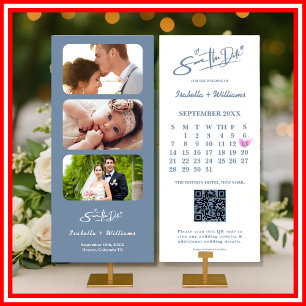 Staubblaue Hochzeitsfoto-QR-Code Elegant