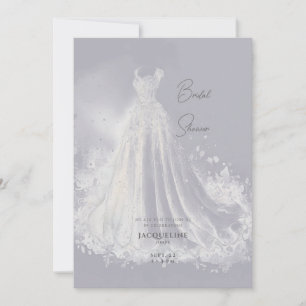 Staubblaue Hochzeitskleid Brautparty Einladung