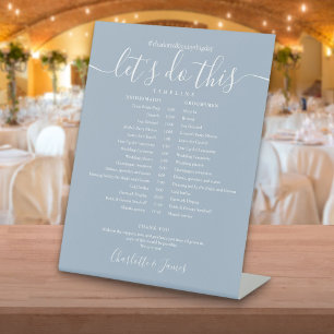 Staubblaue Hochzeitsplan-Zeitachse Sockelschild