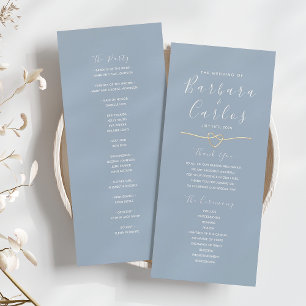 Staubblaue Hochzeitsprogramm mit Seilherz