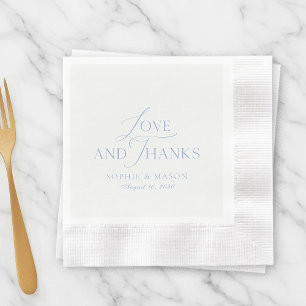Staubblaue Hochzeitsserviette 'Liebe und Dank' Serviette