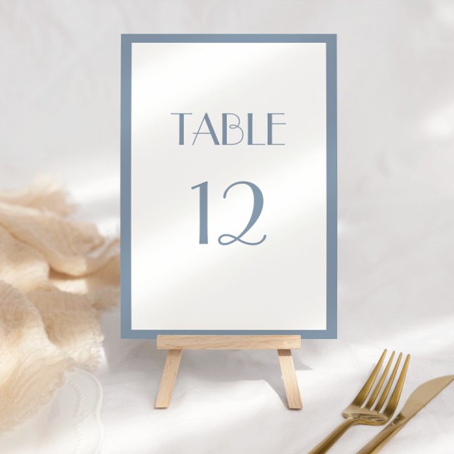 Staubblaue Hochzeitstischkarte Tischnummer (Von Creator hochgeladen)