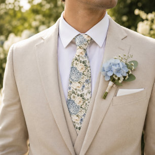 Staubblaue Hortensien-Blumenhochzeit Krawatte