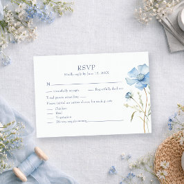 Staubblaue Hortensien-Wildblumen-Hochzeits-RSVP-Ka RSVP Karte