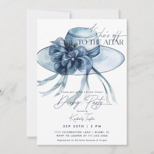 Staubblaue Hut-Derby-Bridal-Shower Einladung