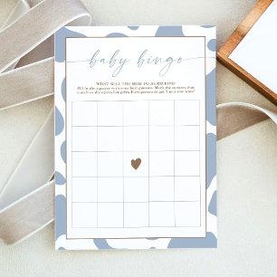 Staubblaue Kuh-Druck Baby-Shower-Bingo-Spielkarte Einladung