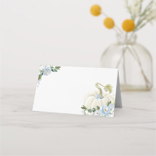 Staubblaue Kürbis-Blumen-Jungen-Baby-Party Platzkarte