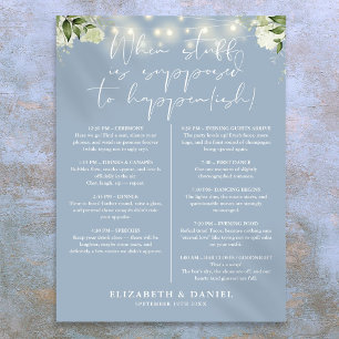 Staubblaue Lichterkette Florale Hochzeitsplanung Poster