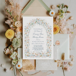 Staubblaue Lilien-Blumenbogen-Hochzeit im Frühling Einladung