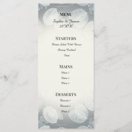 Staubblaue Lunaria-Farn-Hochzeitsmenü Menükarte