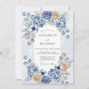 Staubblaue Majestätische Winterhochzeit Einladung