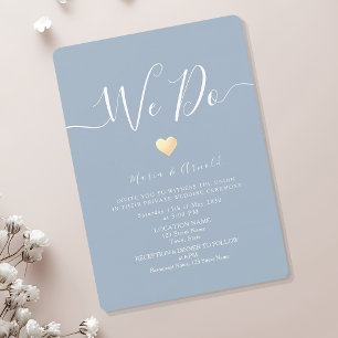 Staubblaue Mikro-Hochzeit Einladung