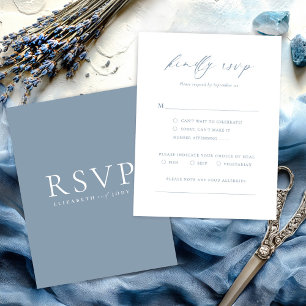 Staubblaue minimalistische Hochzeits-RSVP-Karte RSVP Karte