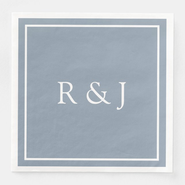Staubblaue Monogramm Anfangs Et-Zeichen 2026 Hochz Serviette (Vorderseite)