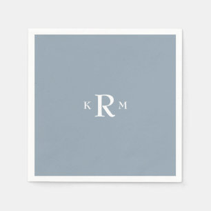 Staubblaue Monogramm-Cocktailservietten Serviette