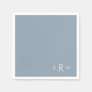 Staubblaue Monogramm-Hochzeits-Cocktail Serviette