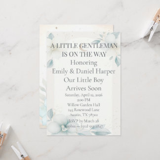 Staubblaue Narzissen-Babyshower-Einladung für Baby Einladung