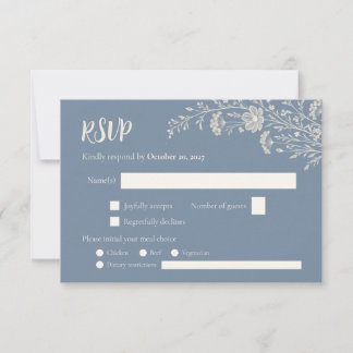 Staubblaue Periwinkle-Wildblumen-Hochzeits-Antwort RSVP Karte