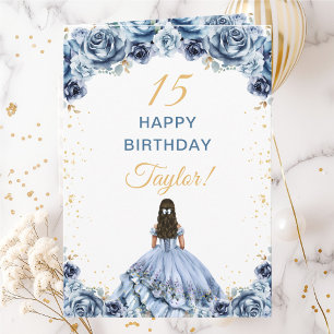Staubblaue Prinzessin Blumen Happy Birthday Karte