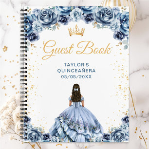 Staubblaue Prinzessin Quinceañera Gästebuch Notizbuch