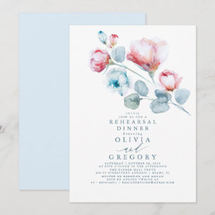 Staubblaue Rose Florale elegante Probedinner Einladung
