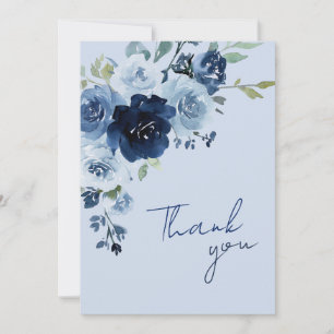 Staubblaue Rose Navy Blumen Hochzeit Dankeskarte