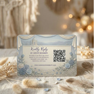 Staubblaue Rose Romantischer Hochzeits-QR-Code  RSVP Karte