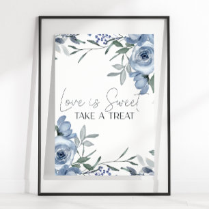 Staubblaue Rosen Blumen Hochzeit Liebe ist süß Poster