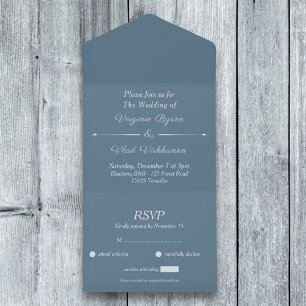 Staubblaue RSVP-Hochzeit Alles in einem Einladung