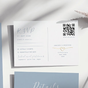 Staubblaue RSVP-Karte mit QR-Code-Hochzeit RSVP Karte