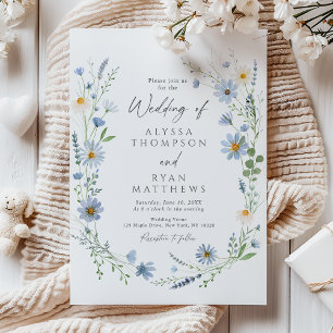 Staubblaue Salbei-Wildblumen-Hochzeit Einladung