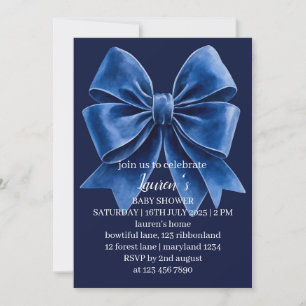 Staubblaue Samtschleife Baby Shower Einladung
