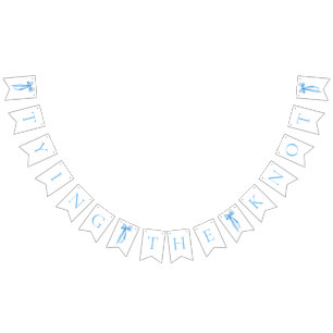Staubblaue Schleife, die den Knoten knüpft - Braut Wimpelkette
