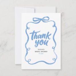 Staubblaue Schleife Whimsical-Brautabschied Dankeskarte