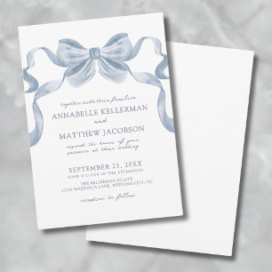 Staubblaue Schleife Whimsical Elegante Hochzeitsei Einladung