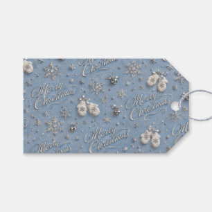 Staubblaue silberne Weihnachtsgeschenktasche Geschenkanhänger