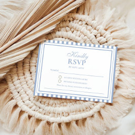 Staubblaue Streifen-Old-Money-Hochzeits-Einladungs RSVP Karte