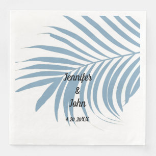 Staubblaue tropische Palmbaumblatt Hochzeit Serviette