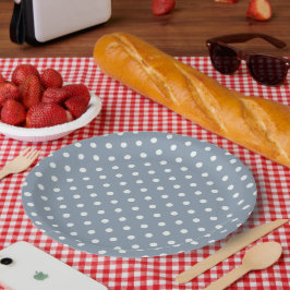 Staubblaue Tupfen-Party-Teller aus Papier Pappteller