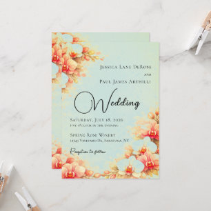 Staubblaue und rosa Orchideen-Hochzeitseinladung Einladung