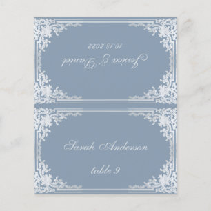 Staubblaue Vintage-gedruckte Namens-Hochzeit-Platz