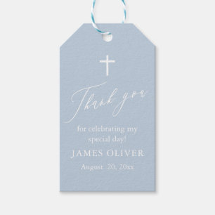 Staubblaue weiße Kreuz-Tags für Jungen-Taufe Geschenkanhänger