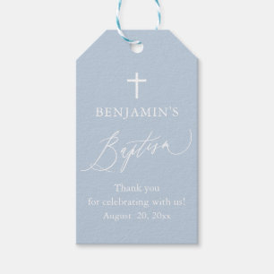 Staubblaue weiße Kreuz-Tags für Jungen-Taufe Geschenkanhänger