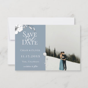 Staubblaue Wiesen-Foto-Save-the-Date Ankündigung