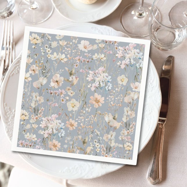 Staubblaue Wildblumen-Baby-Party  Serviette (Von Creator hochgeladen)