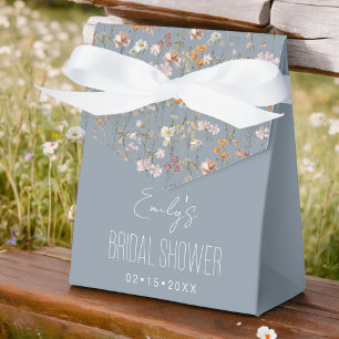 Staubblaue Wildblumen Boho Brautparty In Blüte Geschenkschachtel